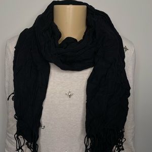 Black lightweight Long Fringe Scarf
